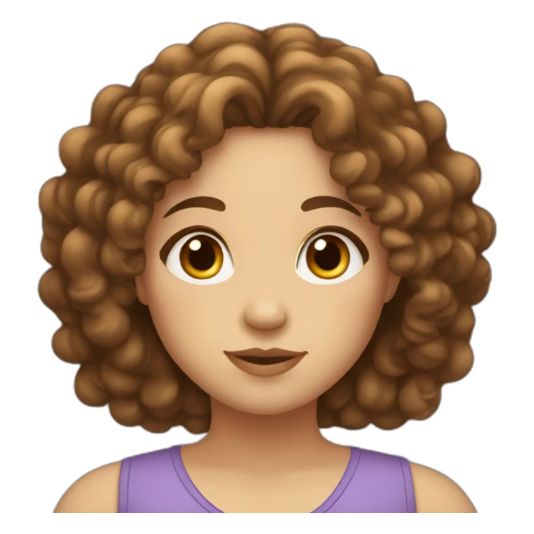 Chubby girl with brown curly hair and brown eyes sticker
