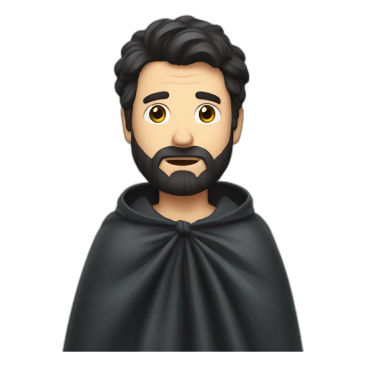 dark hair bearded man throwing his cape over his shoulder in shame sticker