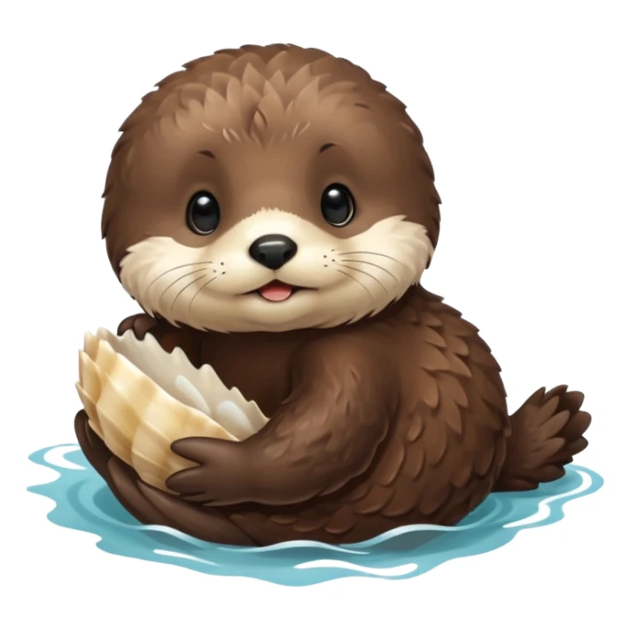 baby sea otter pup with scallop sticker