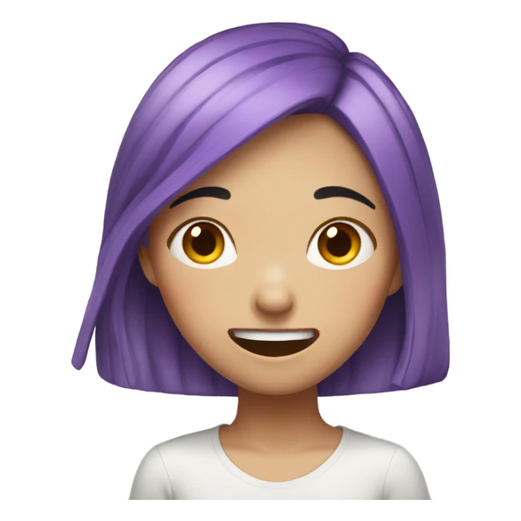 Chinese girl with purple hair cringing sticker