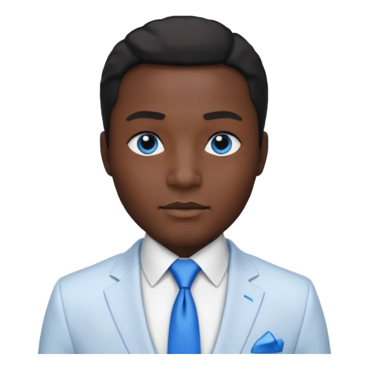 businessman, black skin, black eyes, white suit, blue tie sticker