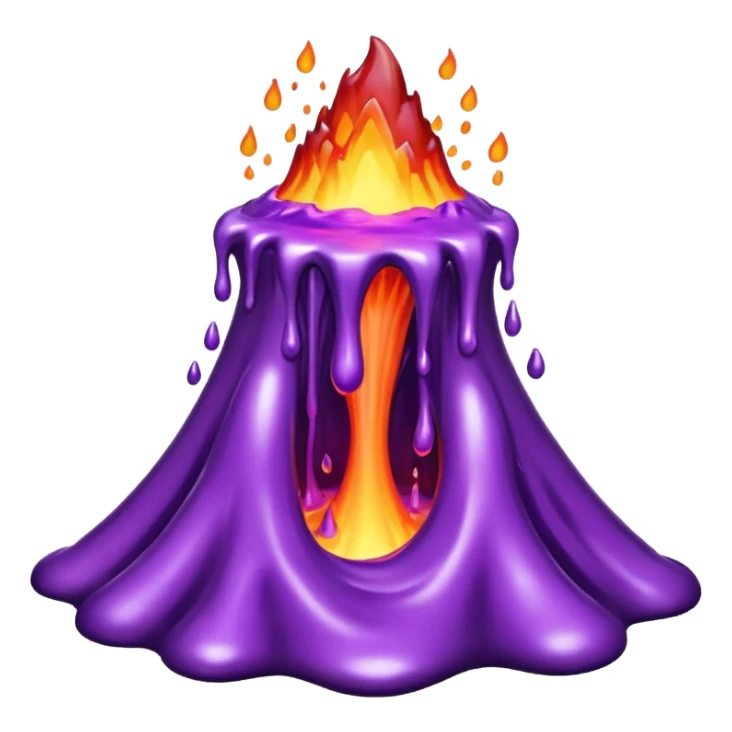 A volcano errupting only with a pure purple liquid. no fire sticker