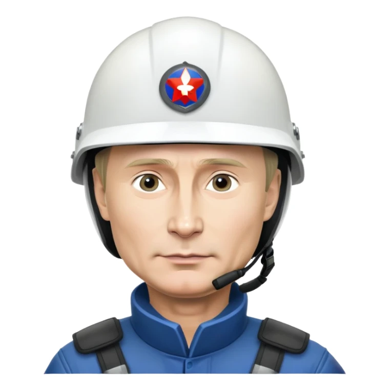 Vladimir Putin wearing a helmet sticker