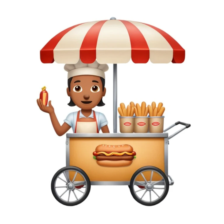 hotdog seller in New York with cart sticker