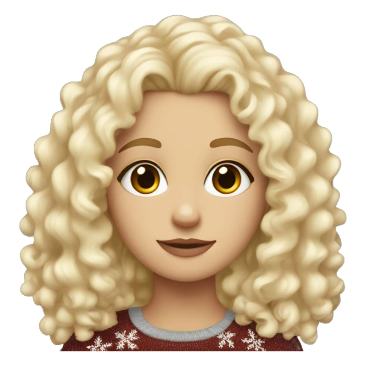white, blond curly girl with brown eyed and chistimas sueter sticker