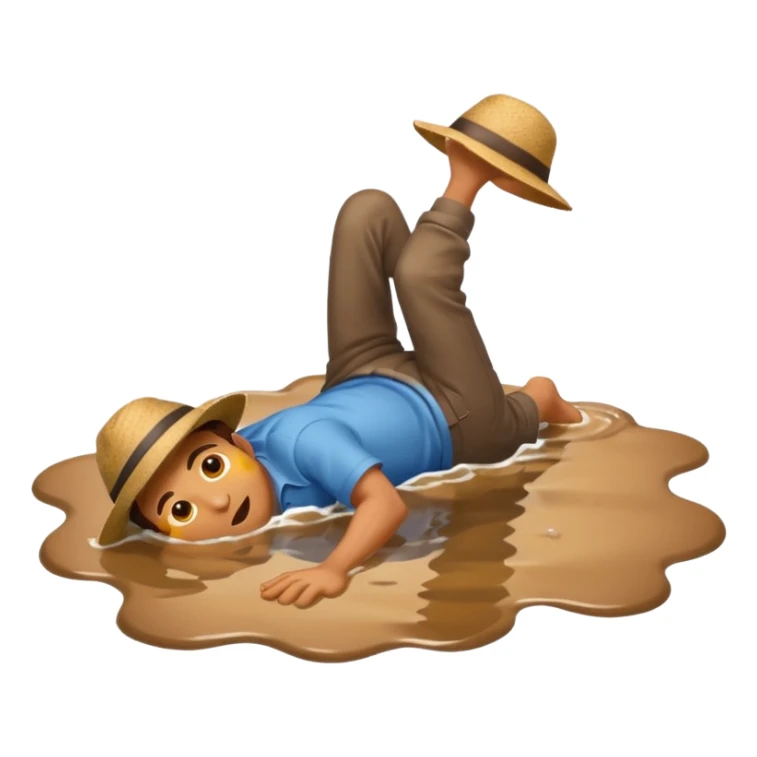 apple style emoji of a man who has fallen into a puddle, lying on his back sticker
