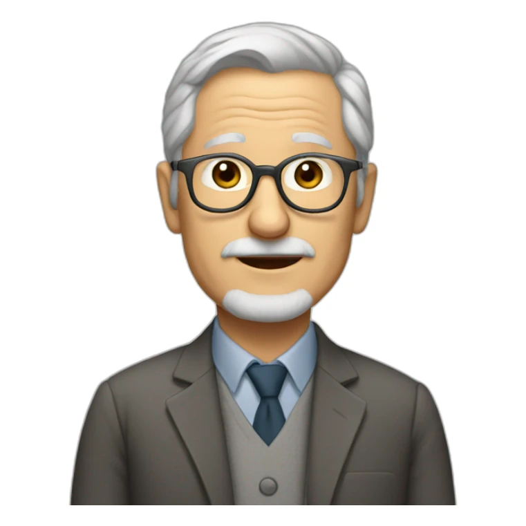 50 years professor with gray hair, glass no beard no mustache sticker
