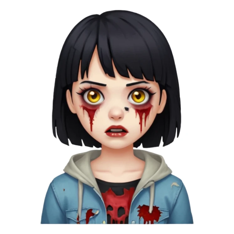 black haired zombie girl with bangs and eyeliner sticker