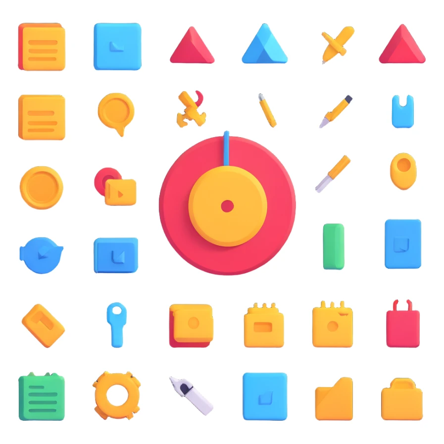 icon of a design system, icon style, flat colors, simple, minimalistic sticker