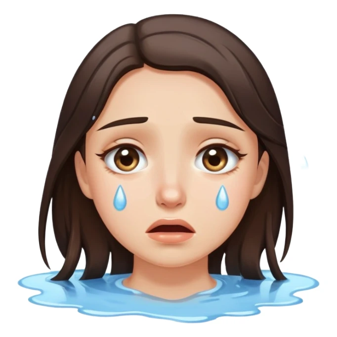 Beautiful brunette crying a puddle of tears sticker