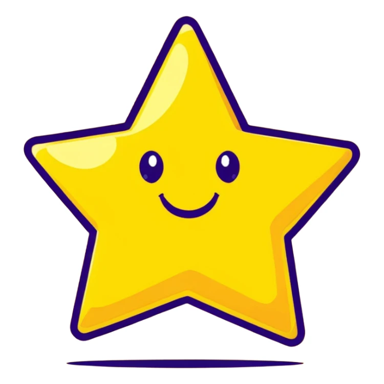3D golden star with extra glitter and sparkle, smiling face, cartoon icon style, Pixar-inspired lighting, pastel yellow background sticker