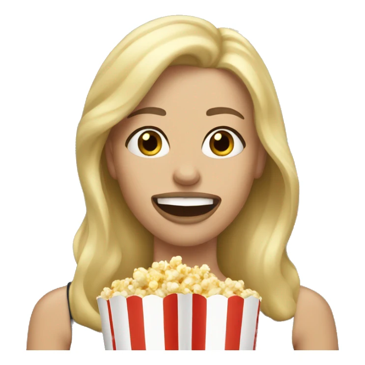 Blonde haired woman putting popcorn in her mouth sticker