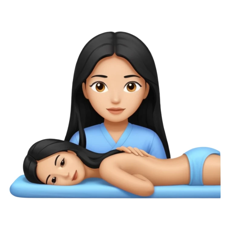 Philippines woman with long hair is getting a massage  sticker