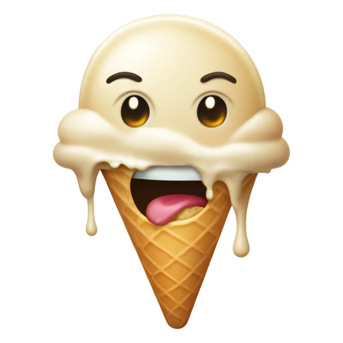Hungry face eating melted ice cream  sticker