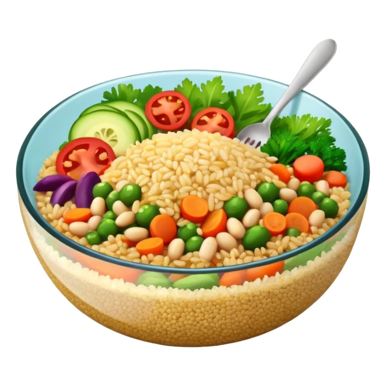 Quinoa Bean glass bowl with rice and vegtables sticker