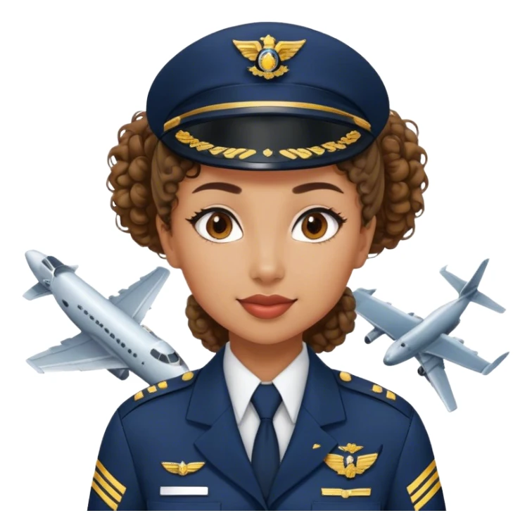 airplane pilot mixed-race woman with curly ponytail sticker