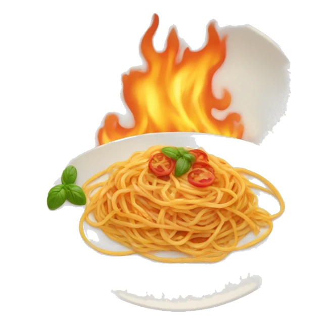 A plate of spaghetti on fire sticker