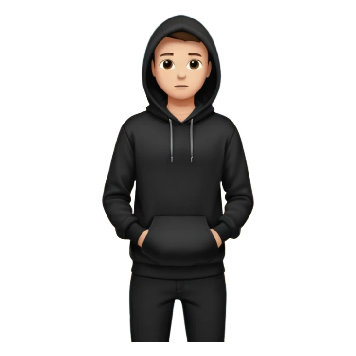 fullbody Mysterious sky man in black hoodie, hands in pockets and black pants sticker