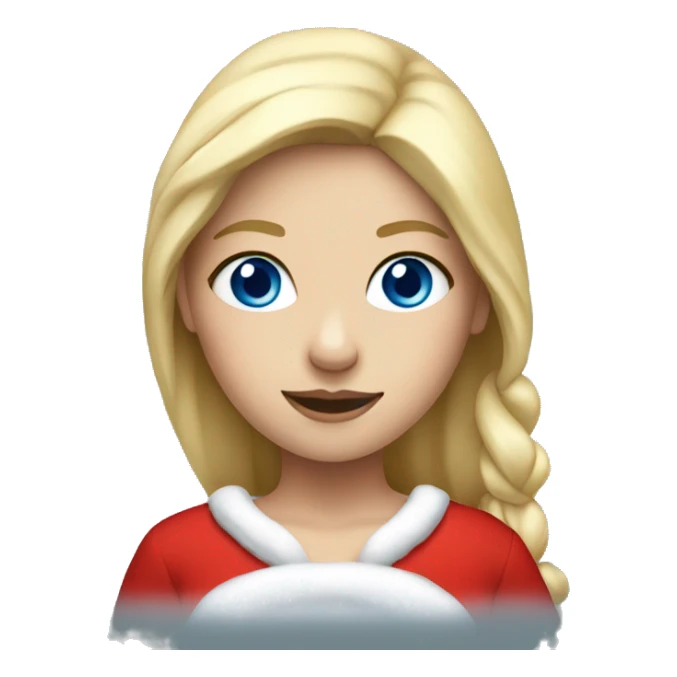 Girl as Santa, blue eyes, blond hair sticker