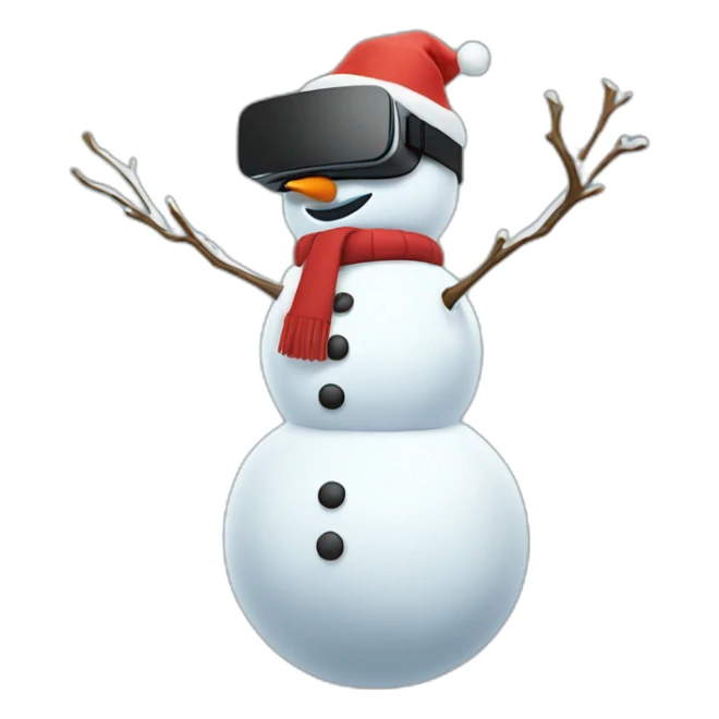 full body christmas snowman in vr headset sticker