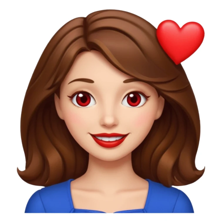 brownhaired woman with red lips and hearts in eyes sticker