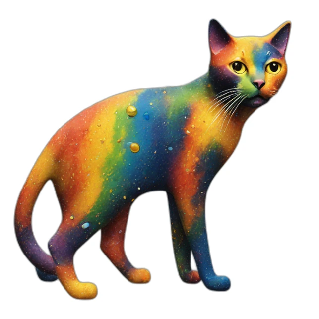 colorful rainbow jackson pollock cat sticker