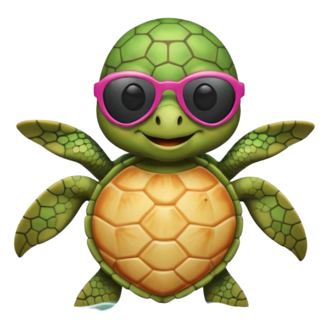 See Turtle wearing  swimsuit and sun glasses in love sticker