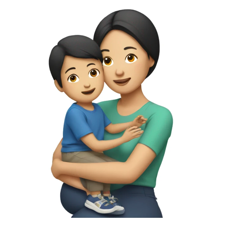 Asian mam and kid sticker
