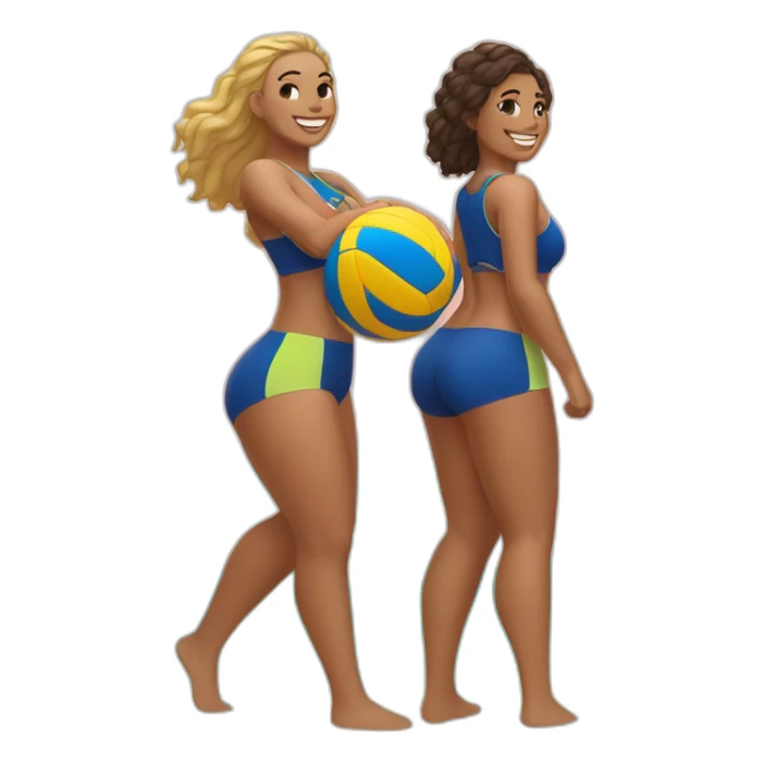 Slim-thicc caucasian twins playing volleyball on the beach sticker