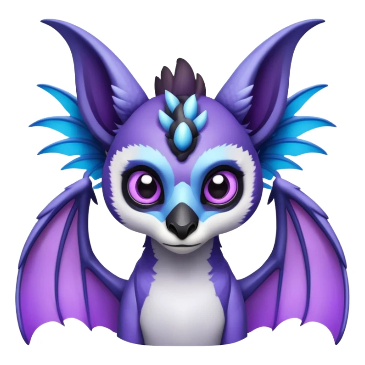 Lemur dragon hybrid face forward with wongs purple and blue sticker
