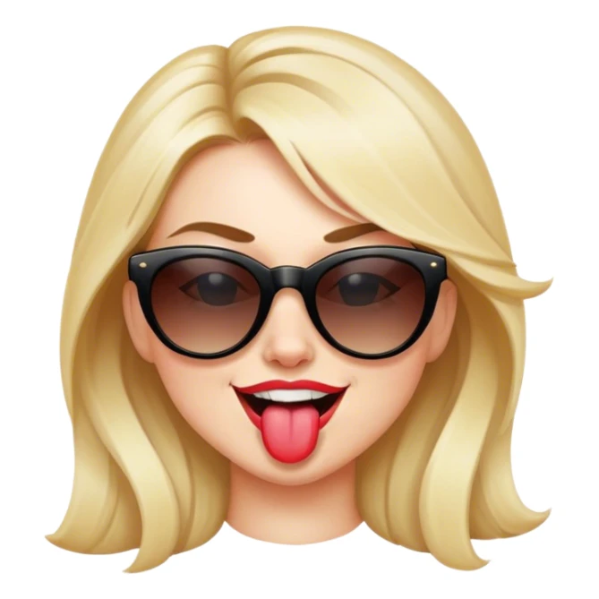 female sunglasses tongue winking sticker