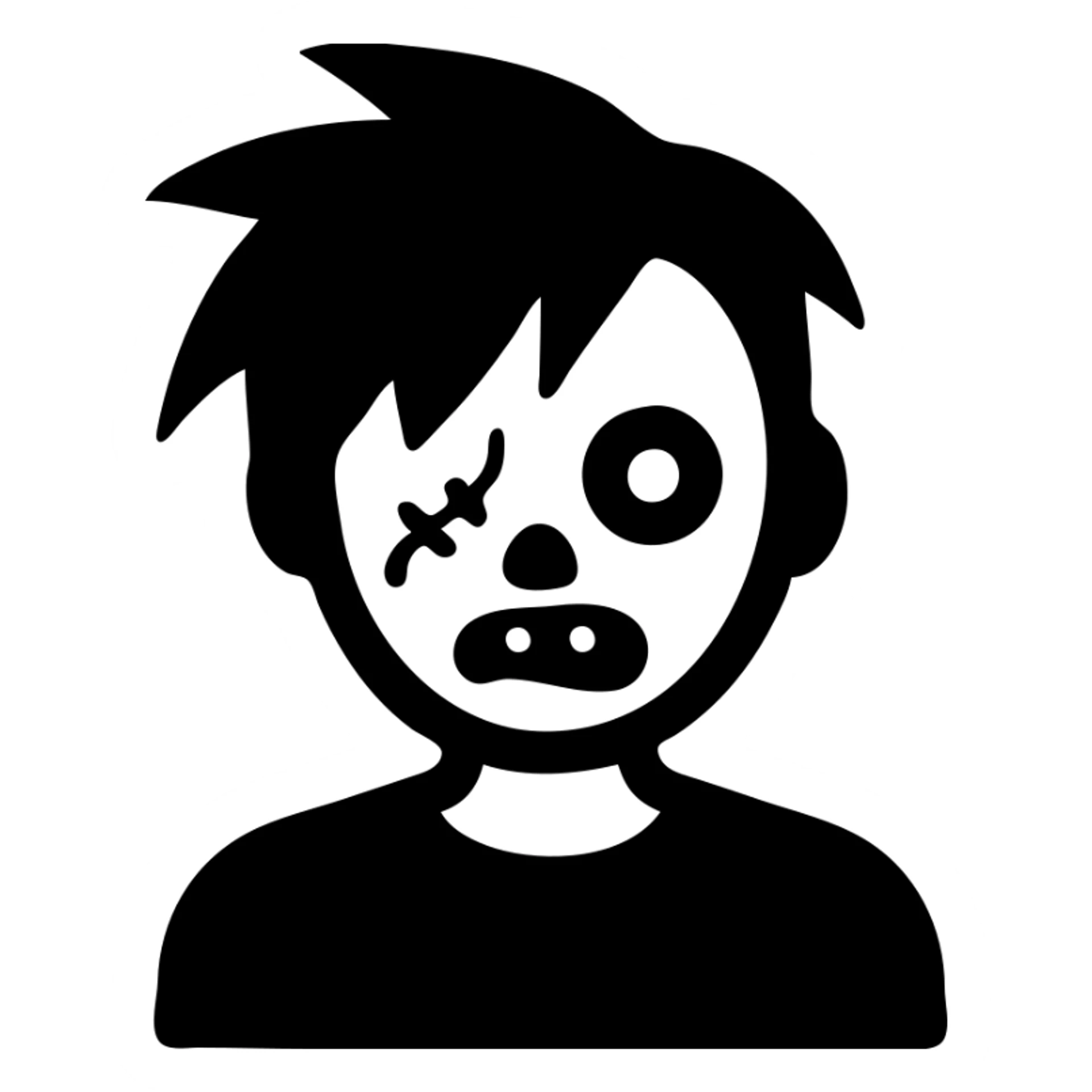 zombie boy with spiky emo hair and black shirt sticker