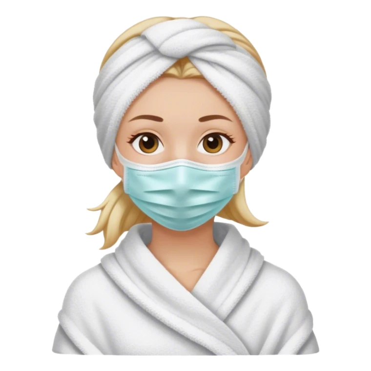 Chica Blanca con el pelo recogido con una toalla y una mascarilla  sticker