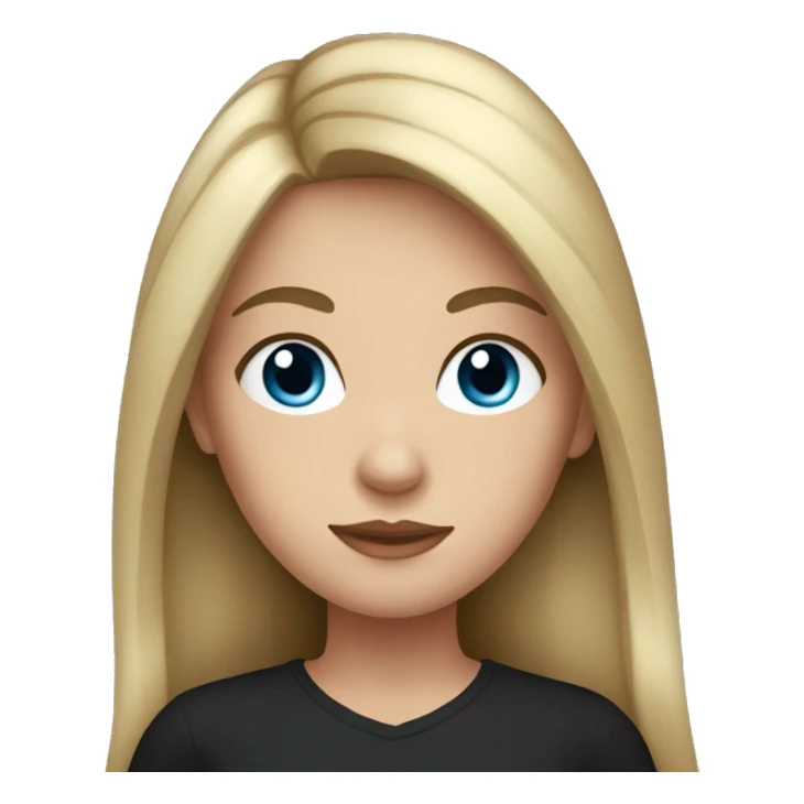 Girl with dark long hair, blue eyes, black top sticker