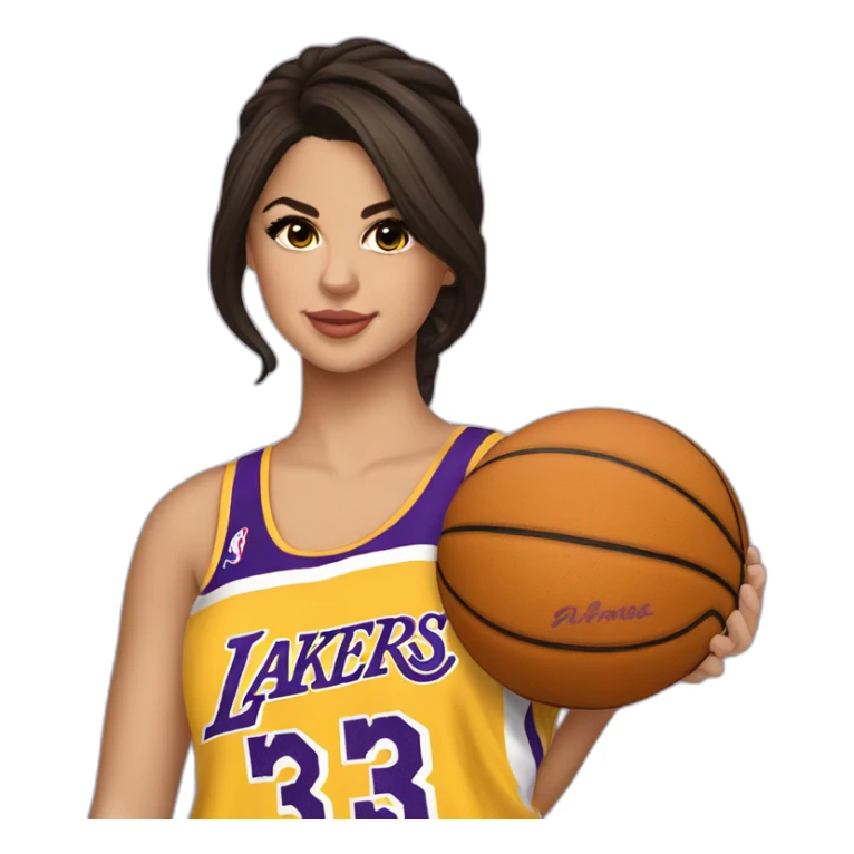 selena gomez with yellow lakers jersey sticker