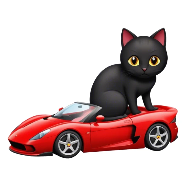 Black cat in a red sport car sticker