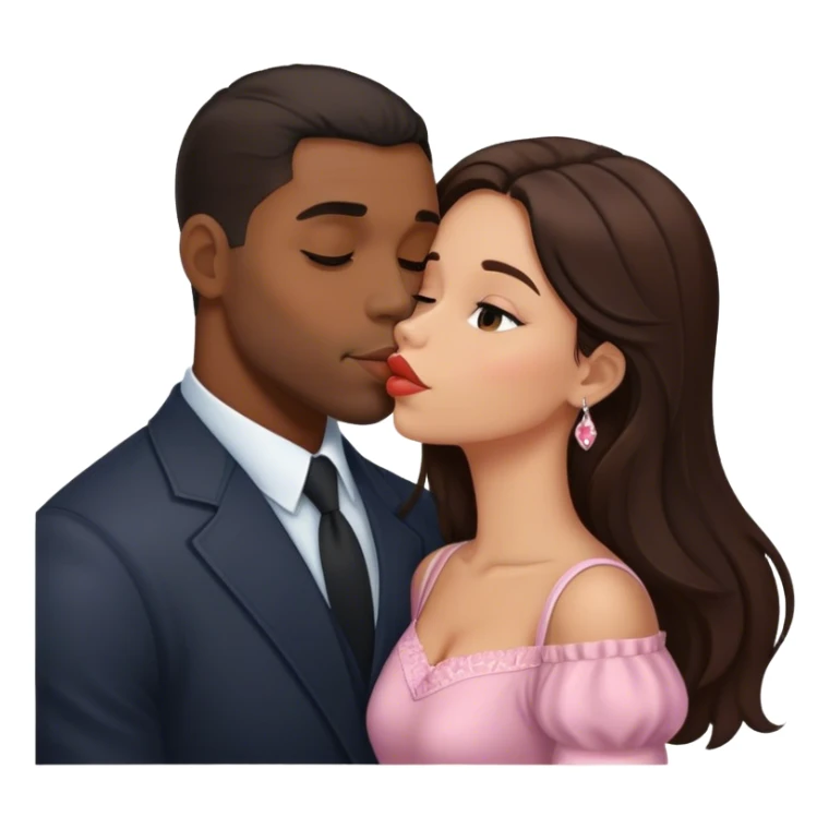 Handsome black man kiss small pretty brunette woman sticker