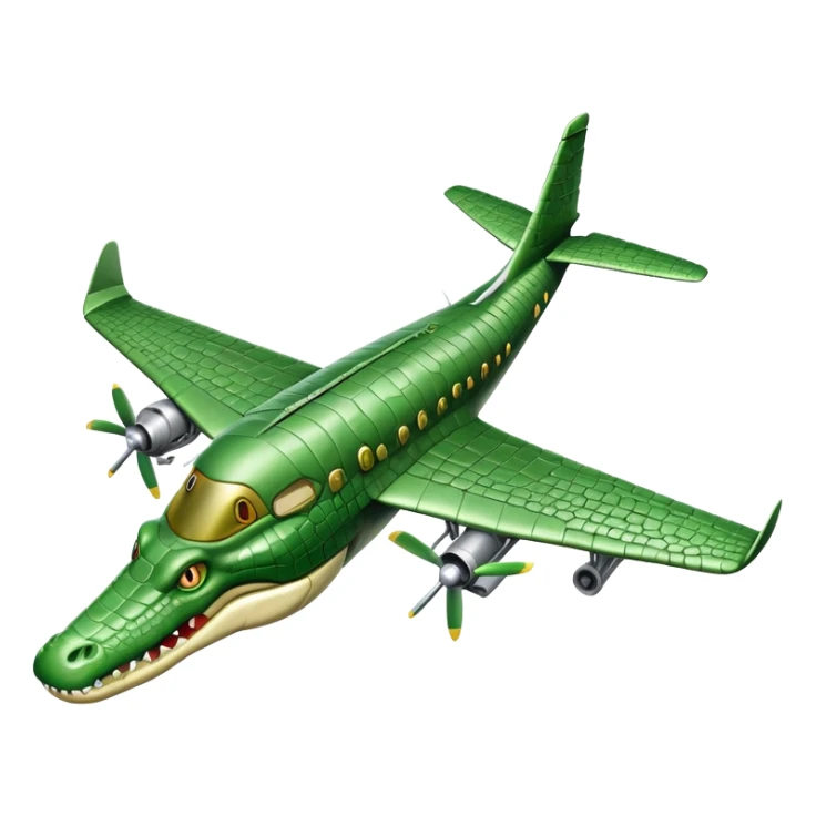 bombardilo crocodilo a green crocodile that is a war plane (a war plane with crocodile's head) sticker