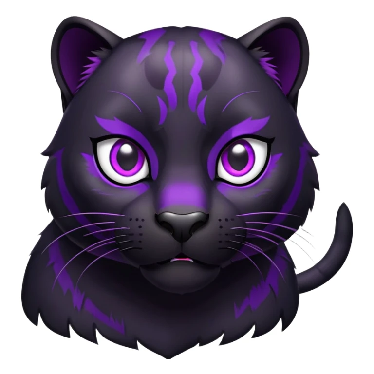sleek black panther with bright purple eyes, surprised face sticker