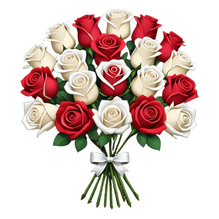 White rose and red rose bouquet with black paper  sticker