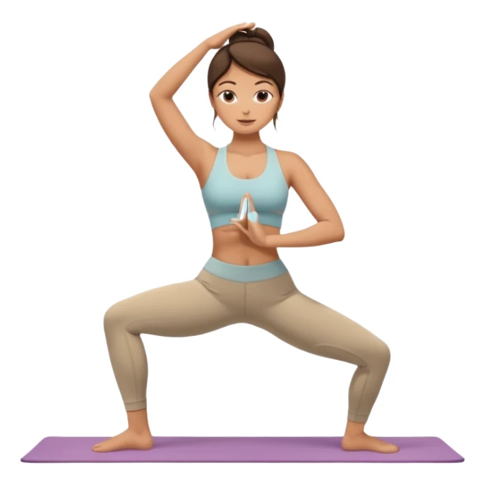 Brunette girl yoga in beige  sticker