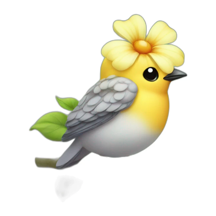 Cute baby bird with a flower on the head sticker