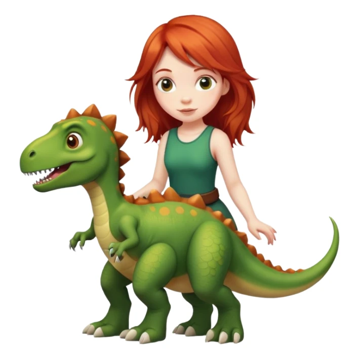 red-haired girl with a dinosaur tail and paws sticker