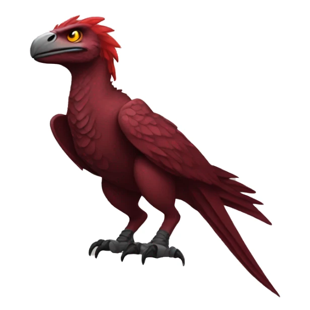 Cool edgy Maroon-colored raptor with bright-red mane full body sticker