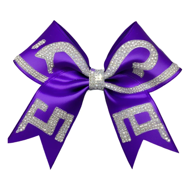 purple and white with rhinestones cheer bow sticker