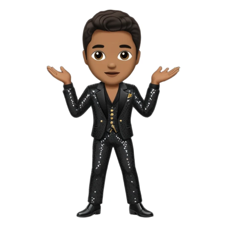 Jackie Wilson with dark brown hair, black sequin outfit sticker