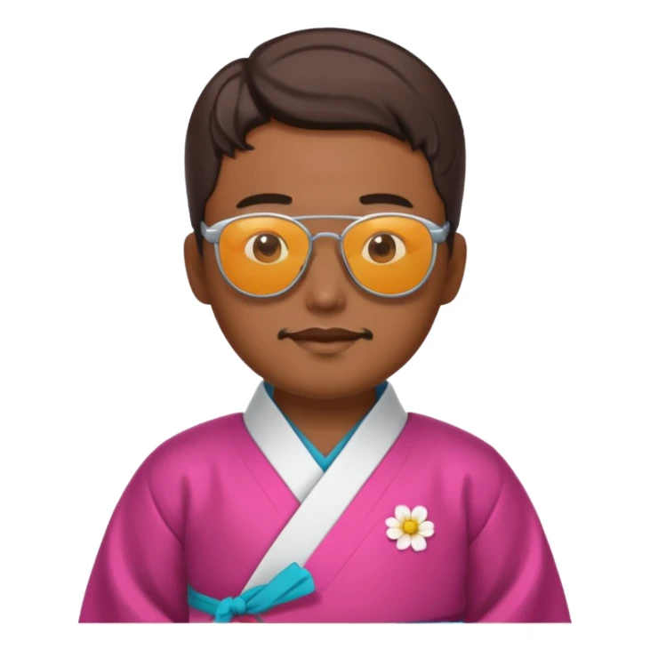 korean hanbok with ancient mayan man with sunglasses sticker