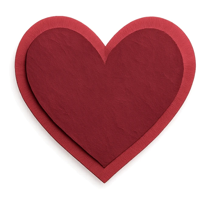 a heart in burgundy color, paper craft style sticker