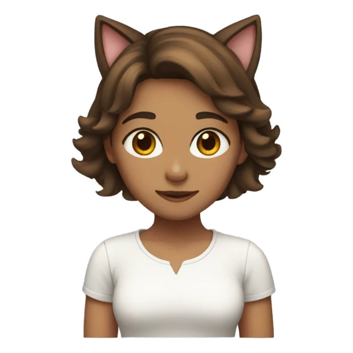 girl brown hair with cat ears sticker