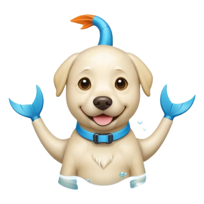 White labrador with snorkel and fins sticker